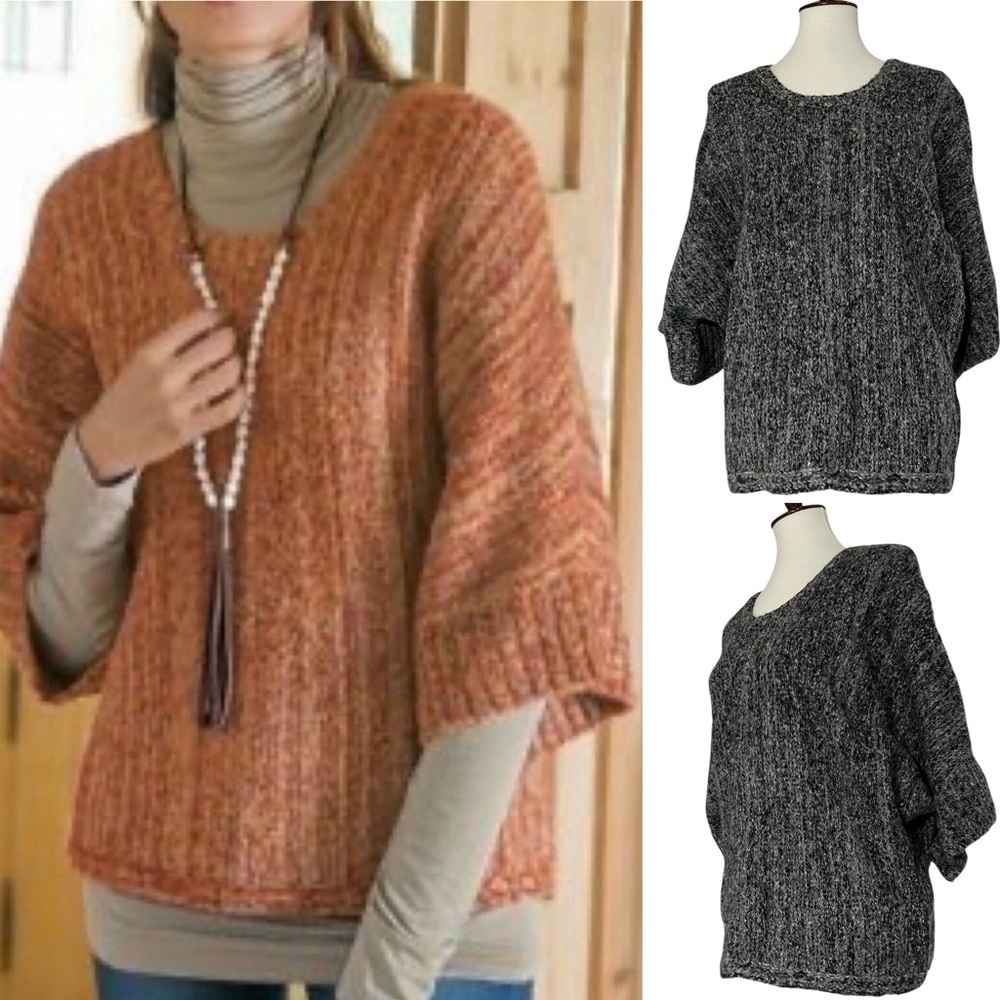 Soft Surroundings Aberdeen Gray Knit Dolman Wool‎ Blend Sweater Size S/M